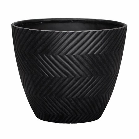 L&G SOLUTIONS 13 in. H X 16 in. D Polyresin Yuma Planter Black PVI7916TKI